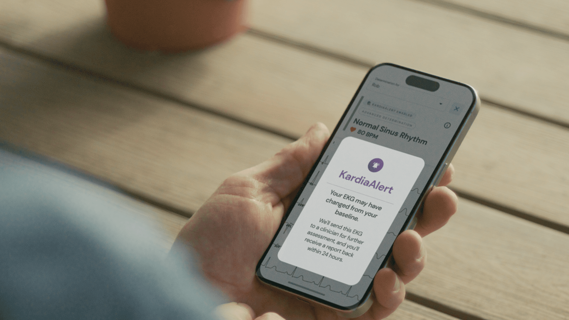 KardiaAlert screen in the Kardia App